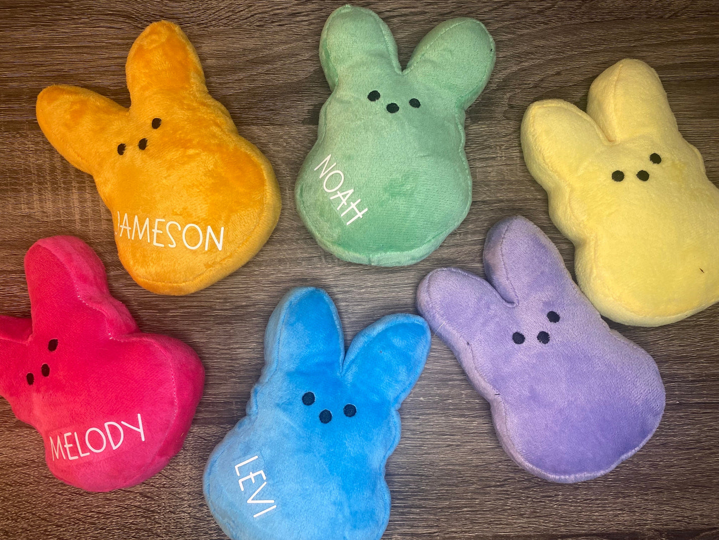 Personalized Plush Bunny Peeps, Custom name bunny, kids easter basket stuffer, classroom gift, spring bunny toy, personalized stuffed bunny.