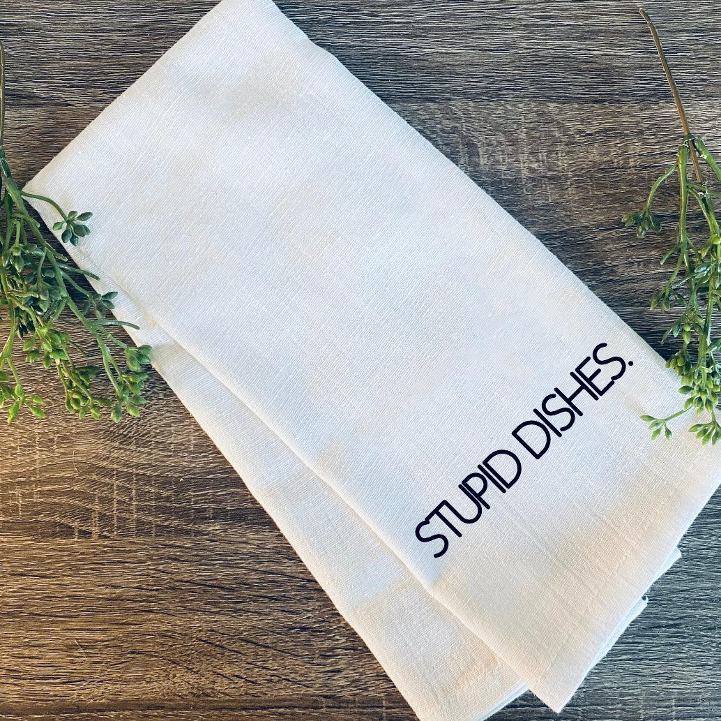 Funny Kitchen Dish Towel | Minimalist Farmhouse Kitchen Decor | Wine & Mom Humor Tea Towels