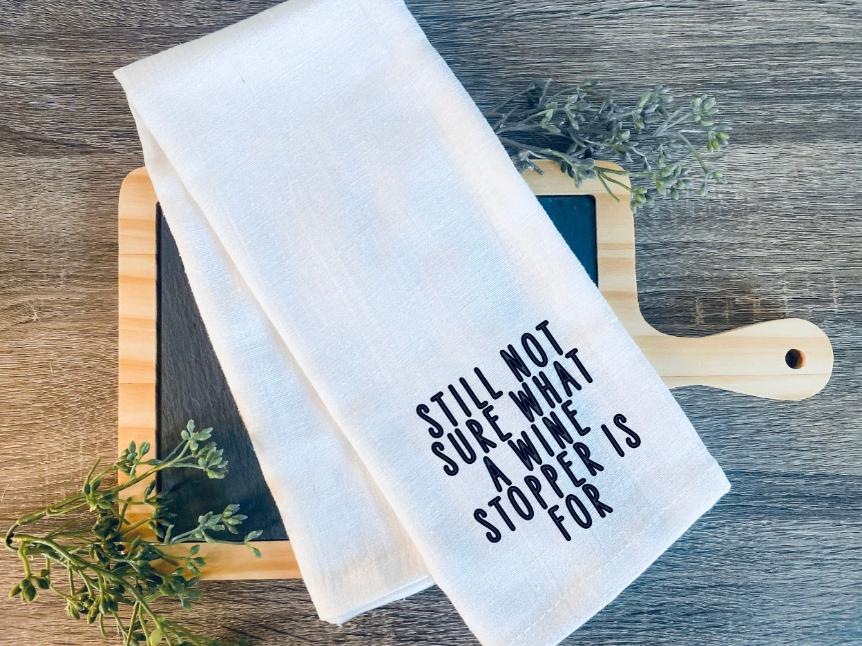 Funny Kitchen Dish Towel | Minimalist Farmhouse Kitchen Decor | Wine & Mom Humor Tea Towels
