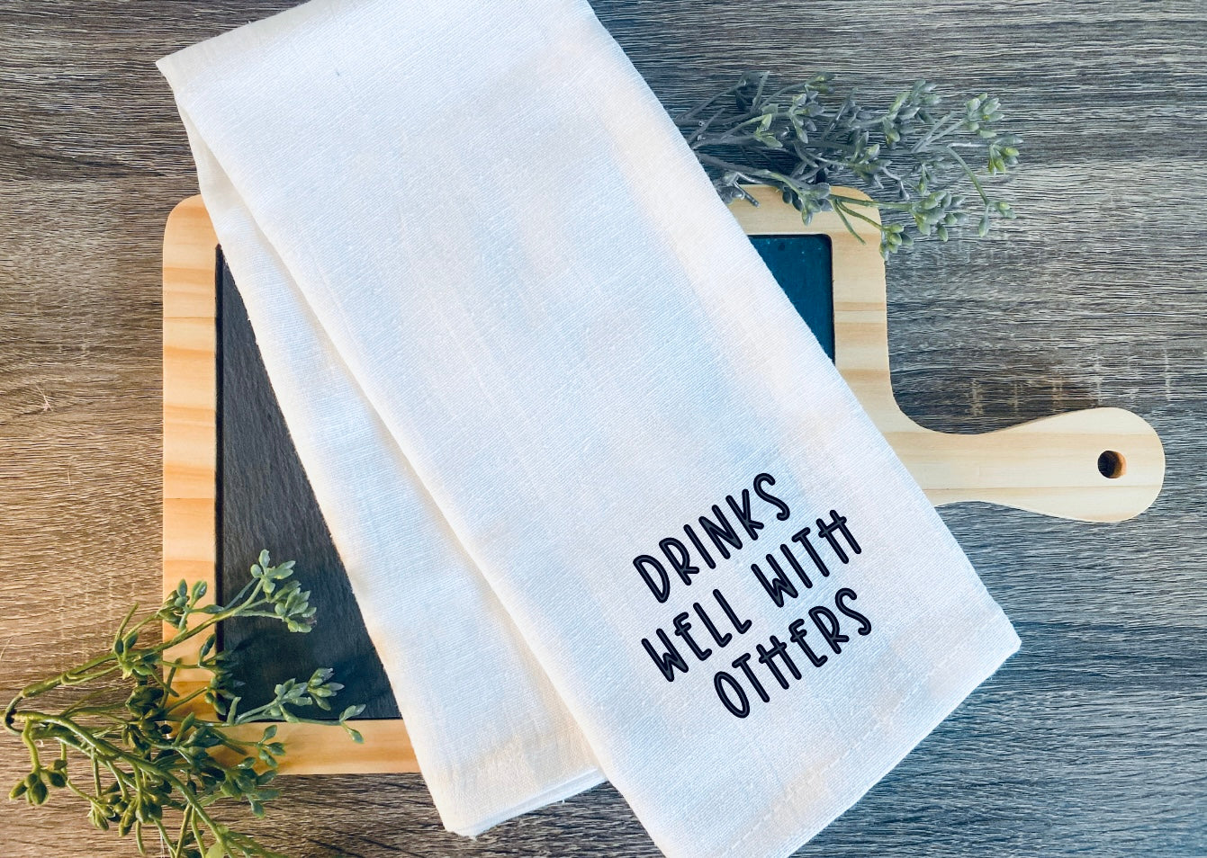 Funny Kitchen Dish Towel | Minimalist Farmhouse Kitchen Decor | Wine & Mom Humor Tea Towels