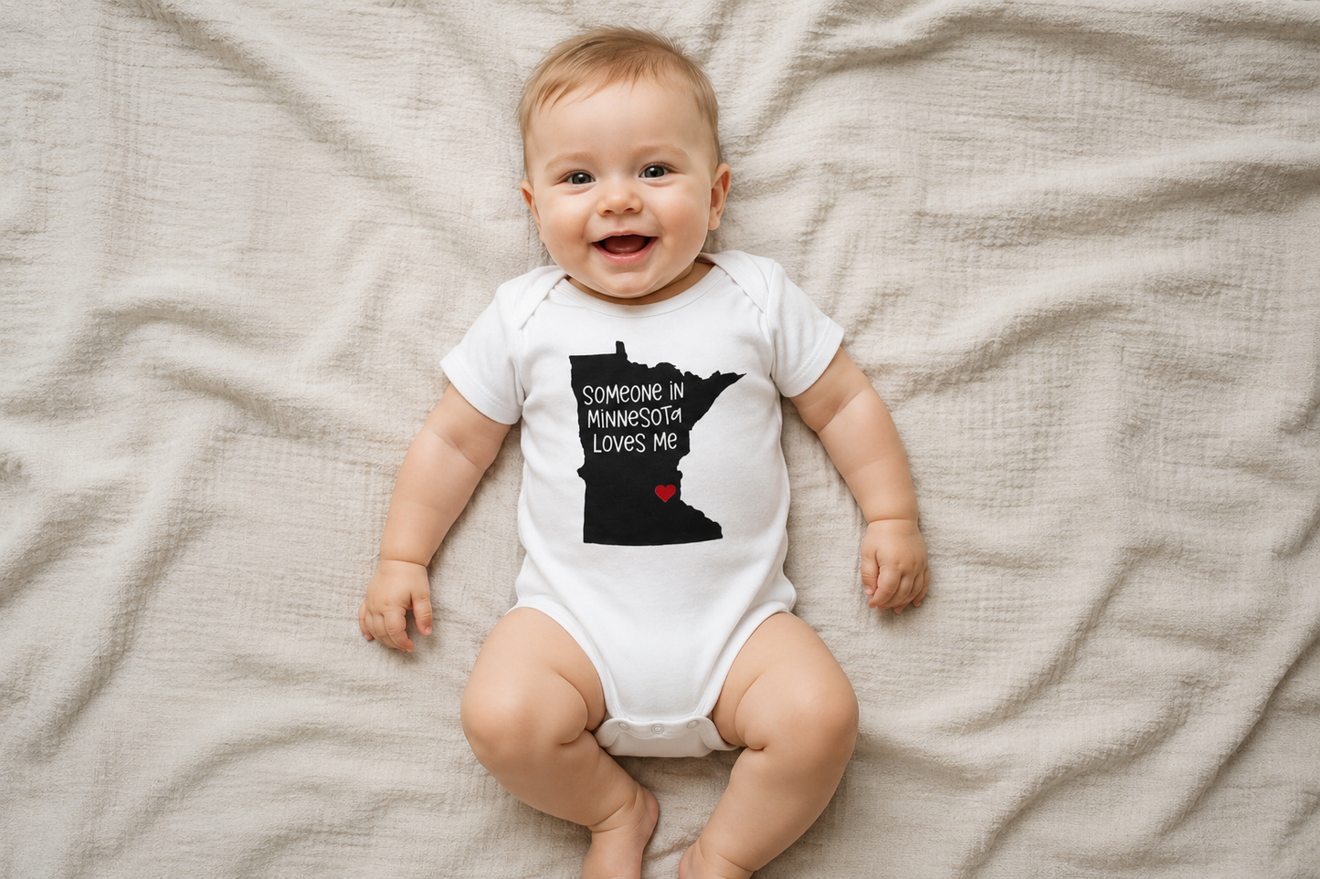Someone in {State} Loves Me” Baby Onesie® | Personalized State Baby Bodysuit
