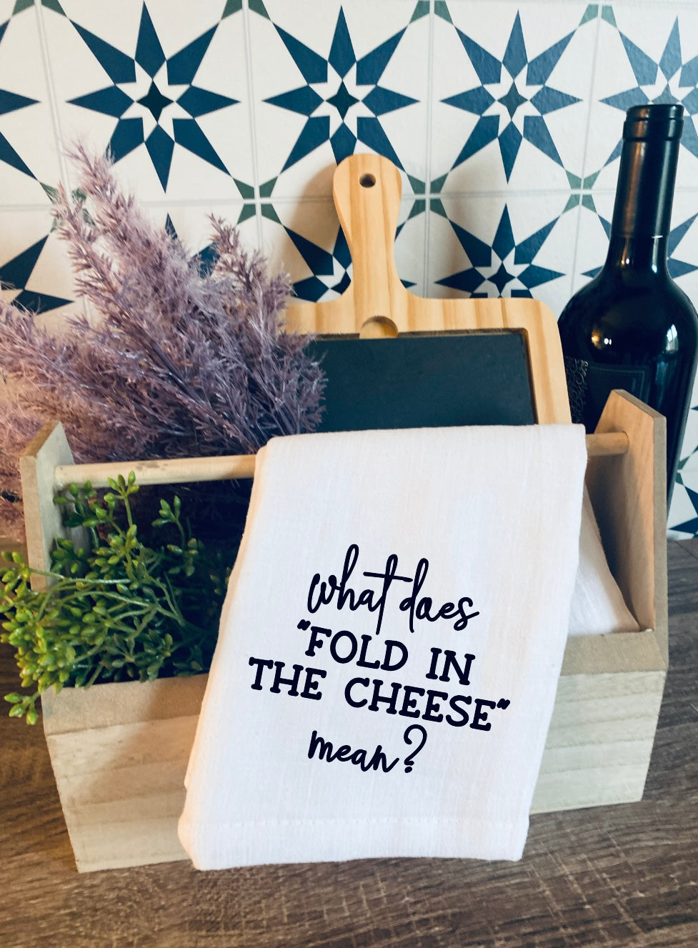 Funny Kitchen Dish Towel | Minimalist Farmhouse Kitchen Decor | Wine & Mom Humor Tea Towels