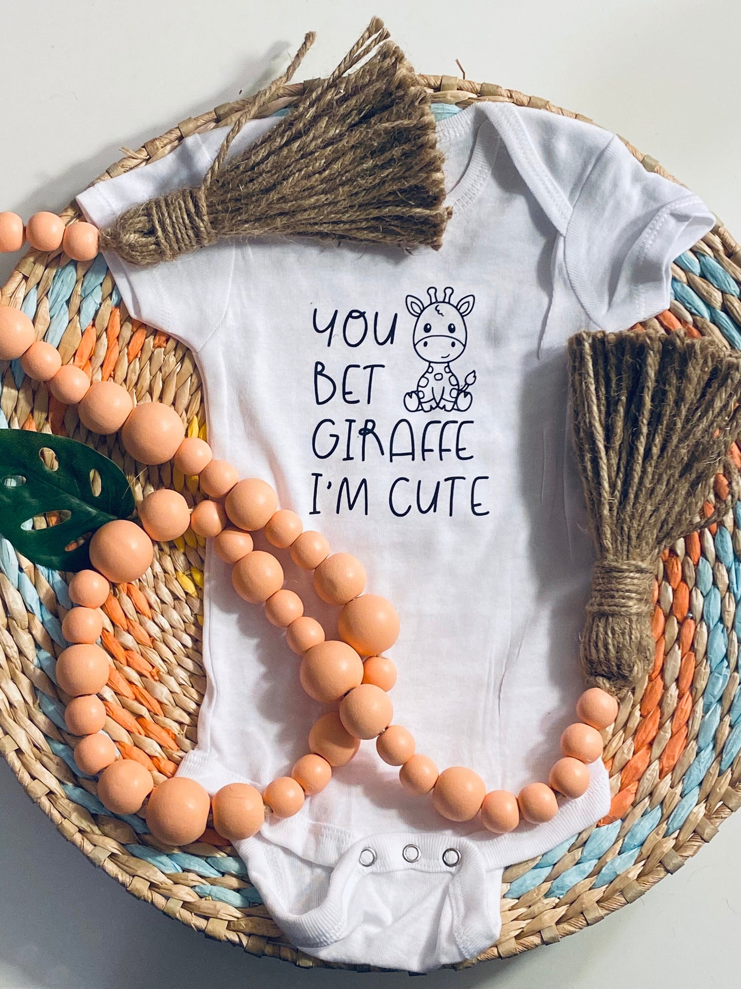 You bet Giraffe I'm Cute Onesie, Adorable Animal Onesie, Sweet Baby Shower gift, Giraffe, gender neutral,