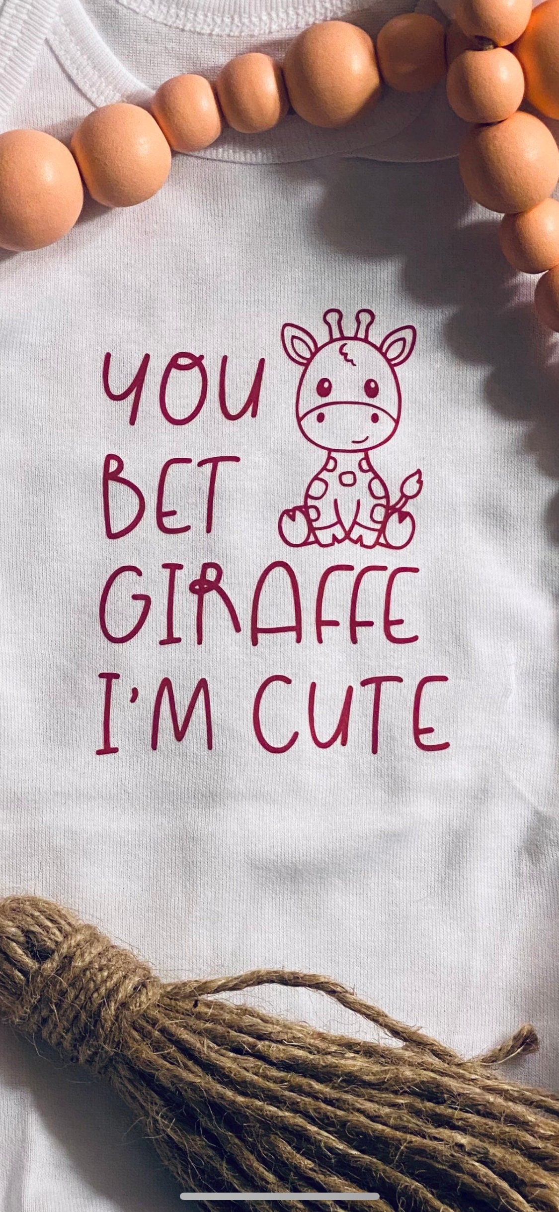 You bet Giraffe I'm Cute Onesie, Adorable Animal Onesie, Sweet Baby Shower gift, Giraffe, gender neutral,