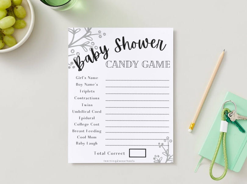 Candy Game, Baby Shower Games, PDF, digital download, printable, Printable Baby Shower Game, Rustic, Candy Game Baby Shower, Game, trivia