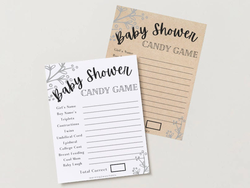 Candy Game, Baby Shower Games, PDF, digital download, printable, Printable Baby Shower Game, Rustic, Candy Game Baby Shower, Game, trivia