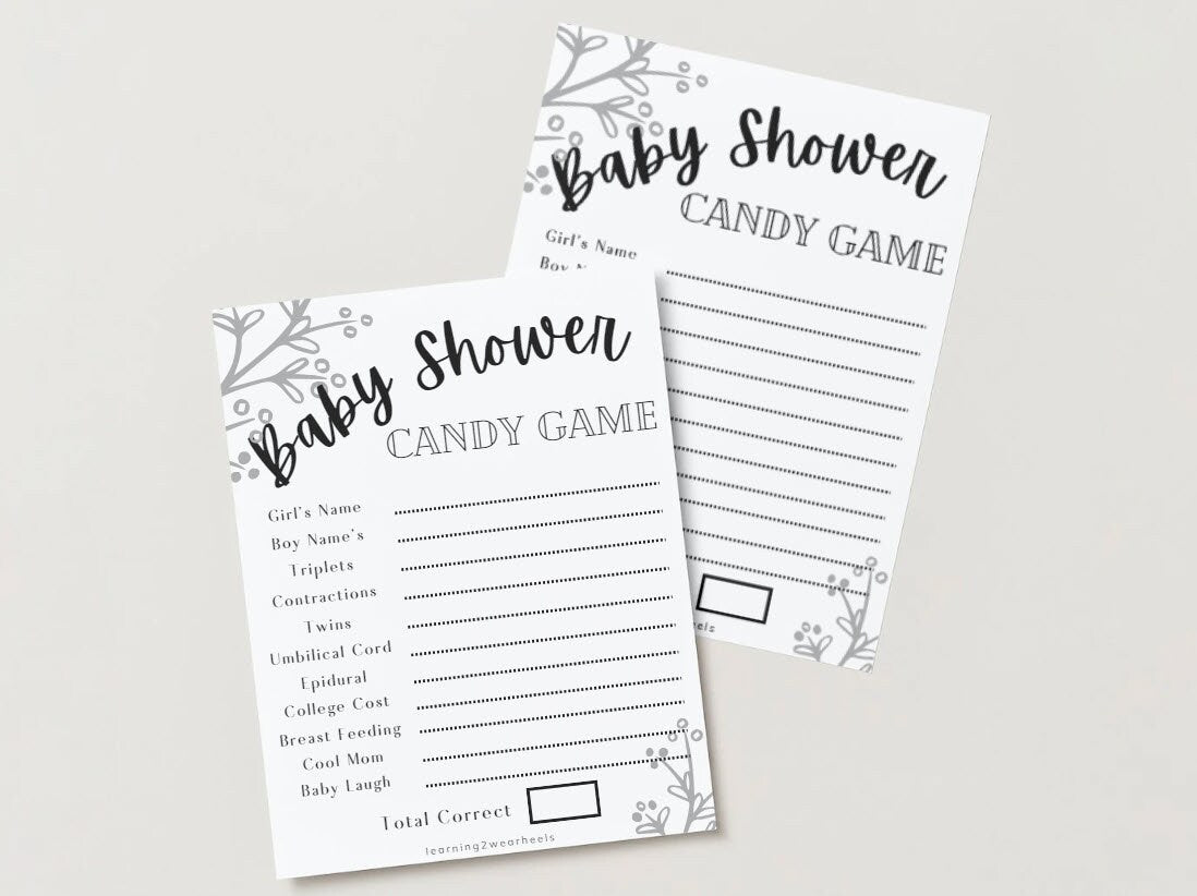 Candy Game, Baby Shower Games, PDF, digital download, printable, Printable Baby Shower Game, Rustic, Candy Game Baby Shower, Game, trivia