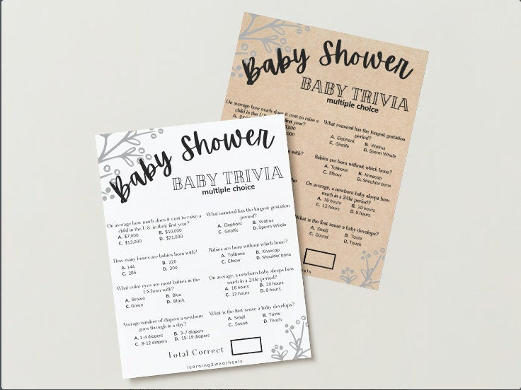 Trivia Game for Baby Shower, PDF, digital download, printable, Printable Baby Shower Games, Rustic Baby Trivia card