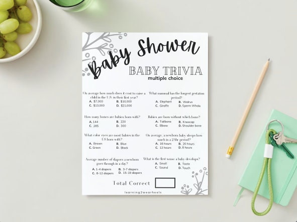 Trivia Game for Baby Shower, PDF, digital download, printable, Printable Baby Shower Games, Rustic Baby Trivia card