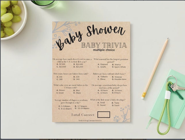 Trivia Game for Baby Shower, PDF, digital download, printable, Printable Baby Shower Games, Rustic Baby Trivia card