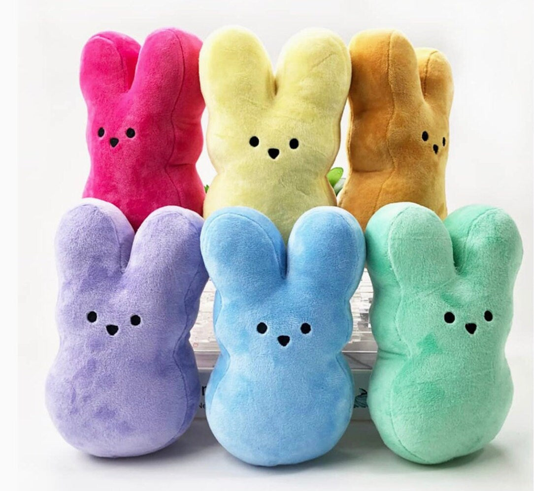 Personalized Plush Bunny Peeps, Custom name bunny, kids easter basket stuffer, classroom gift, spring bunny toy, personalized stuffed bunny.