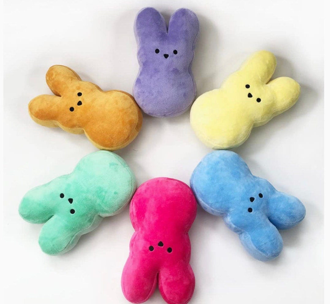 Personalized Plush Bunny Peeps, Custom name bunny, kids easter basket stuffer, classroom gift, spring bunny toy, personalized stuffed bunny.