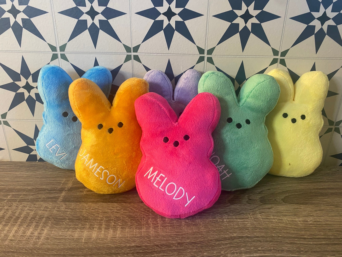Personalized Plush Bunny Peeps, Custom name bunny, kids easter basket stuffer, classroom gift, spring bunny toy, personalized stuffed bunny.