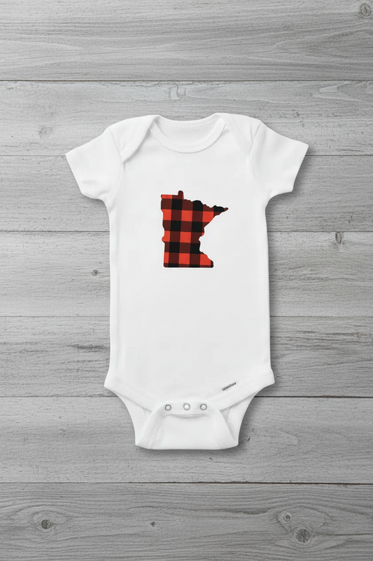 Buffalo plaid MN onesie, baby gift, onesie, minnesota, mom gift, funny baby onesie, baby shower, present, gift , custom onesie.