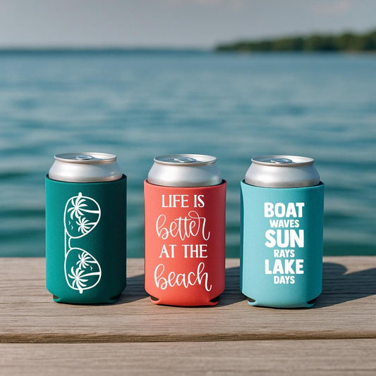 Beach/ Lake, drink holder, Slim Can Coozie, party gift, bachelorette party, bachelorette gift, beach time, lake time
