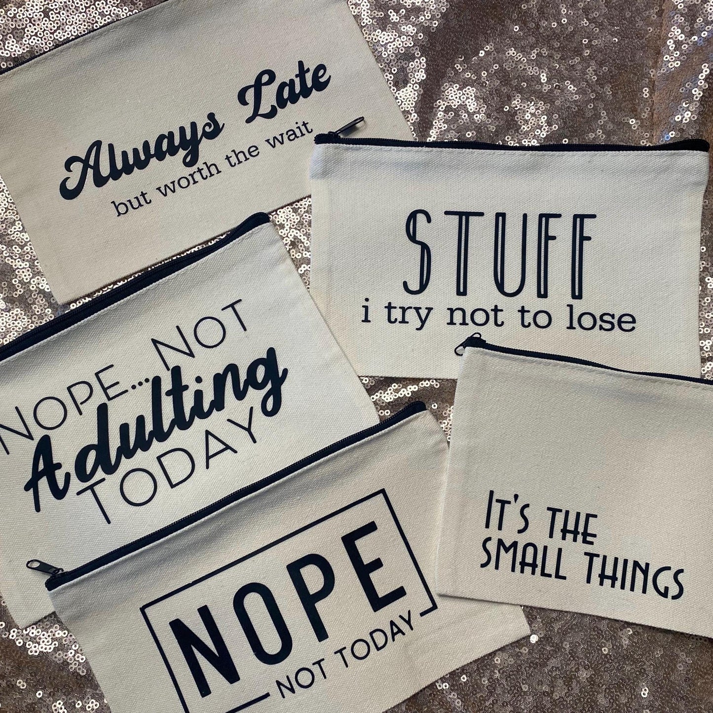 Personalized Canvas Zipper Pouch | Mom Logic Makeup Bag | Teacher Appreciation Gift | 100% Cotton Pencil Case | Mom Life Catchall Bag