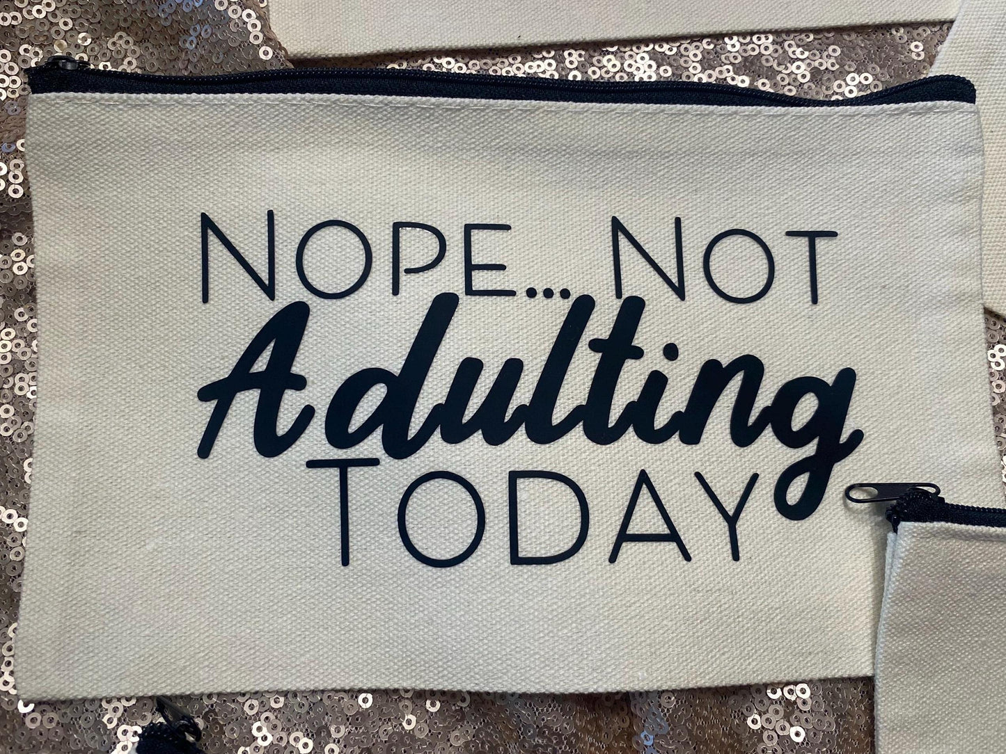 Personalized Canvas Zipper Pouch | Mom Logic Makeup Bag | Teacher Appreciation Gift | 100% Cotton Pencil Case | Mom Life Catchall Bag